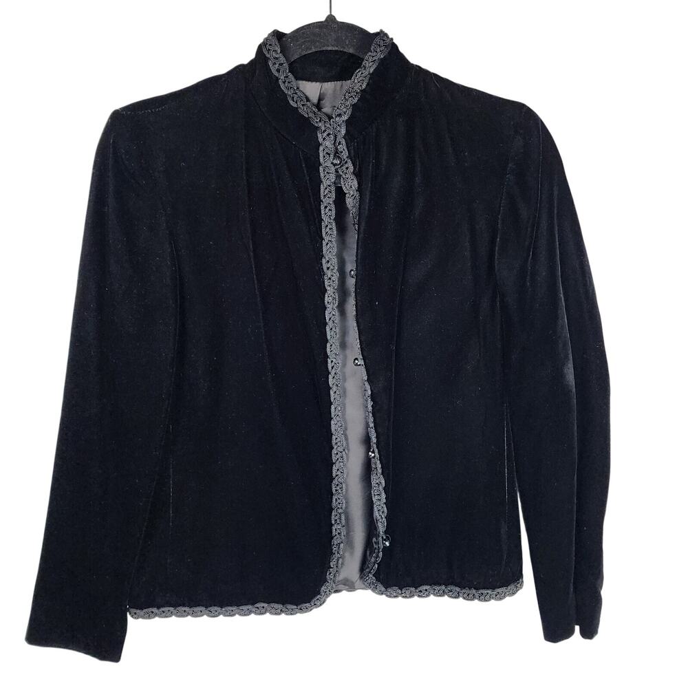 Courtwell Velvet Woman's Jacket w/Trim Size 6 Black